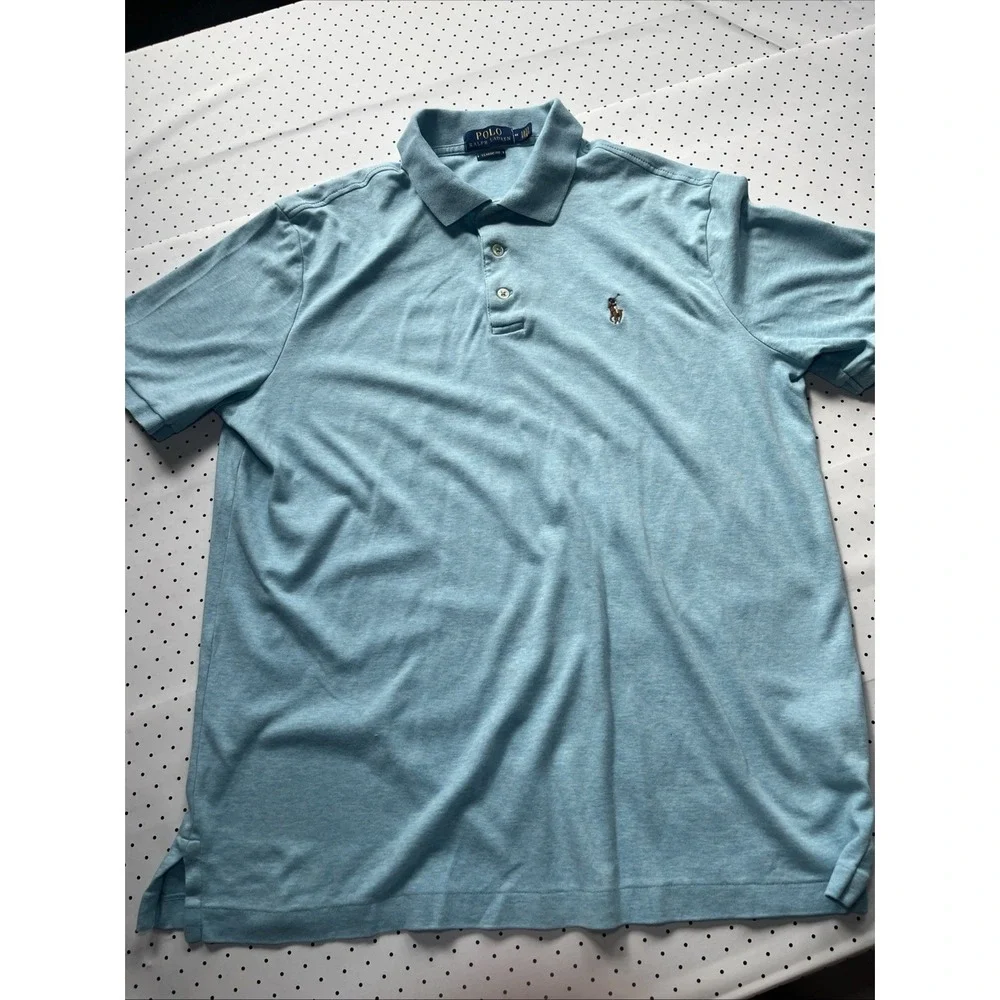 Polo Ralph Lauren Classic Fit Light Aqua Blue Pony Logo Cotton Polo Mens Medium